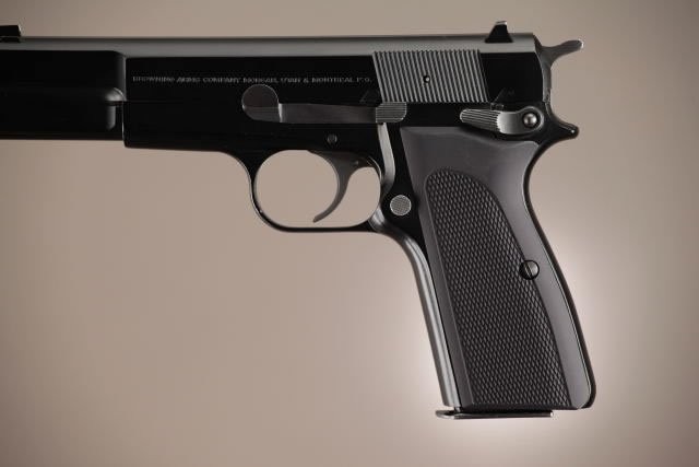Browning Hi-Power Checkered Aluminum - Matte Black Anodized