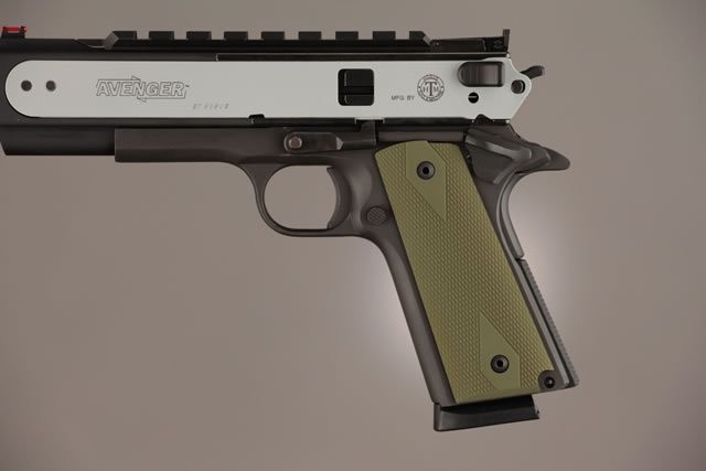 1911 Govt. Model 3/16 Thin Checkered Aluminum - Matte Green Anodized