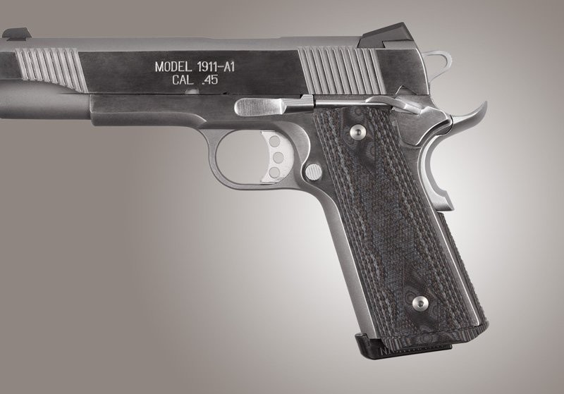 1911 Govt. G10 Magrip Kit - Checkered Flat Mainspring Black/Gray G-Mascus