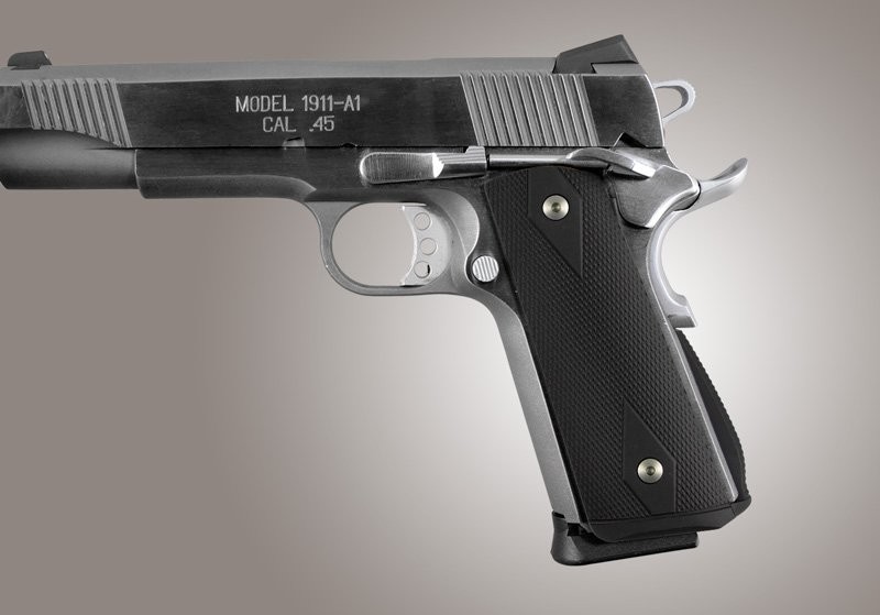1911 Govt. Aluminum Magrip Kit - Checkered Arched Matte Black
