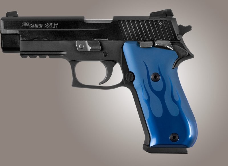 SIG Sauer P220 SAO American Flames Aluminum - Blue Anodize