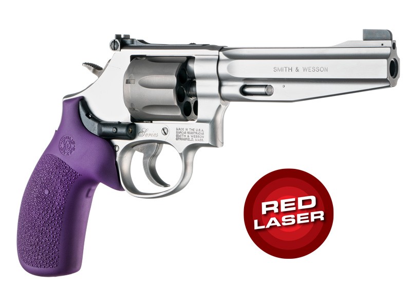 Laser Enhanced Grip Red Laser - S&W K or L Frame Round Butt Rubber Monogrip Purple