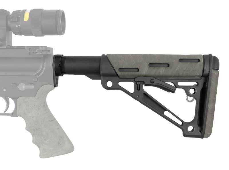 AR-15/M-16 OverMolded Collapsible Buttstock Assembly - Includes Mil-Spec Buffer Tube and Hardware - Ghillie Green Rubber
