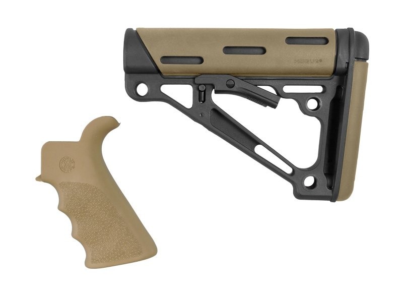 AR-15/M-16 2-Piece Kit Flat Dark Earth - Grip and Collapsible Buttstock - Fits Commercial Buffer Tube