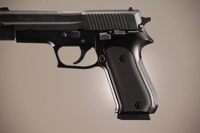 SIG Sauer P220 American Checkered Aluminum - Brushed Gloss Black Anodize