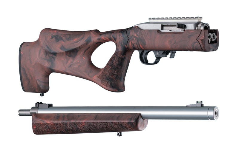 Ruger 10-22 Takedown Thumbhole .920" Diameter Barrel Red Lava Rubber OverMolded Stock