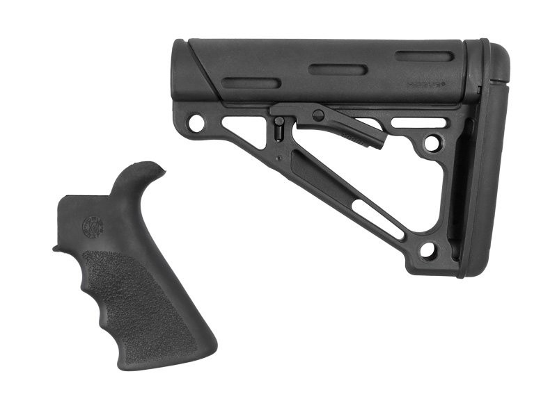 AR-15/M-16 2-Piece Kit Black- Grip and Collapsible Buttstock - Fits Commercial Buffer Tube