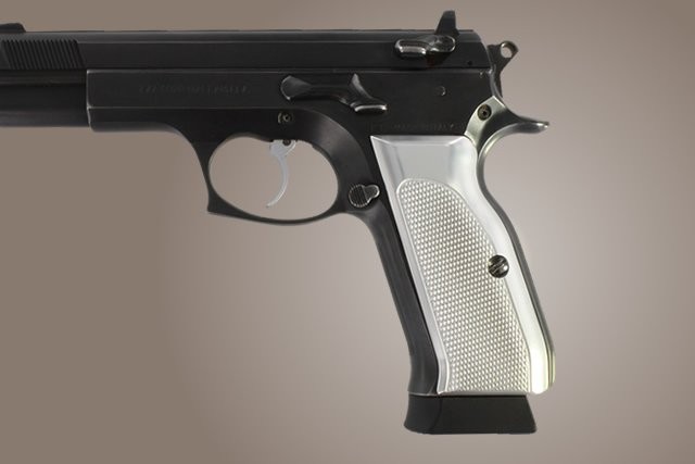 TZ-75 - EAA. P9 Checkered Aluminum - Brushed Gloss Clear Anodize
