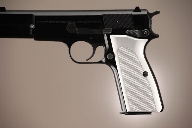 Browning Hi-Power Checkered Aluminum - Brushed Gloss Clear Anodized