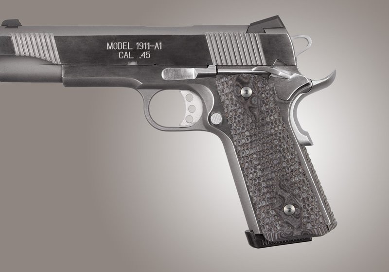 1911 Govt. G10 Magrip Kit - Piranha Grip Flat Mainspring Black/Gray G-Mascus