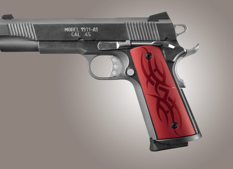 1911 Govt. Model S&A Mag Well Tribal Aluminum - Red Anodized