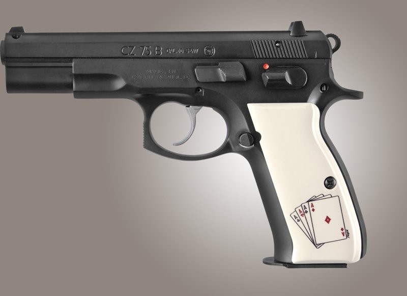 CZ 75 Scrimshaw Ivory Polymer - Double Aces
