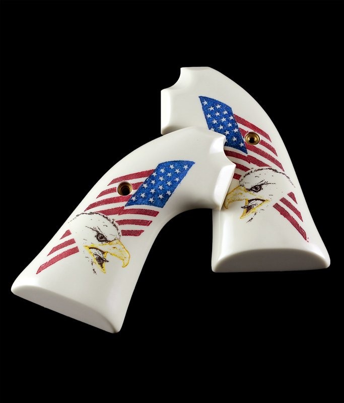 Ruger Bisley Scrimshaw Ivory Polymer - Eagle with Flag