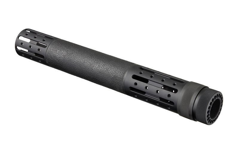 AR-15/M-16 Extended Length Free Float Forend with OverMolded Gripping area and Accessory Attachments Black