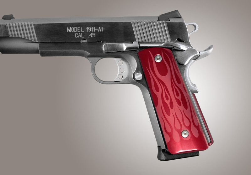 1911 Govt. Aluminum Magrip Kit - Flames Flat Mainspring Matte Red