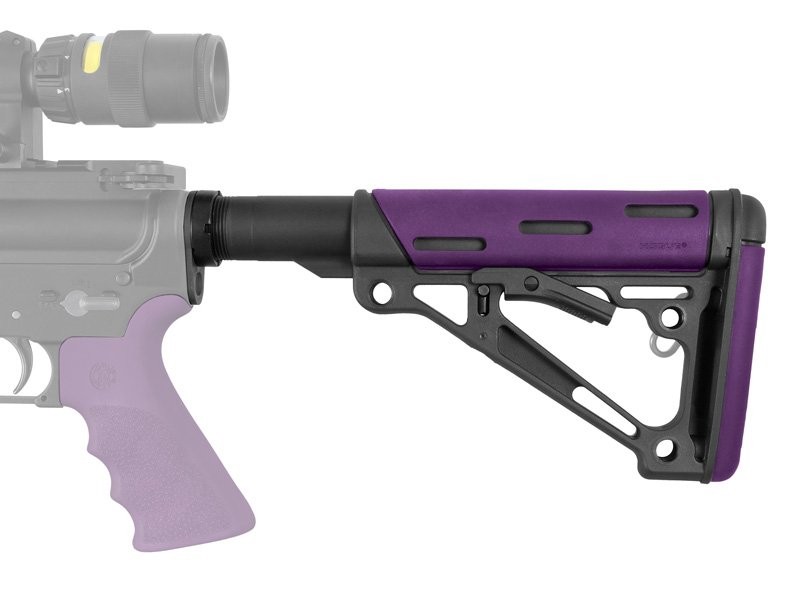 AR-15/M-16 OverMolded Collapsible Buttstock Assembly - Includes Mil-Spec Buffer Tube and Hardware - Purple Rubber