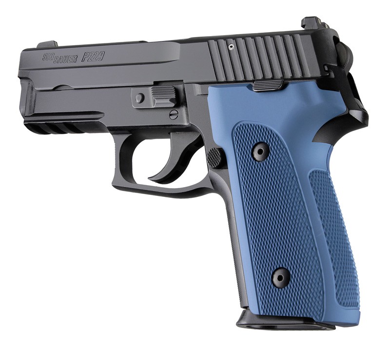 SIG Sauer P228 P229 DAK Checkered Aluminum - Matte Blue Anodize