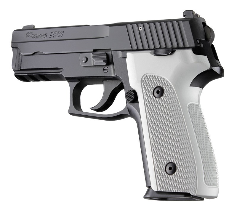 SIG Sauer P228 P229 DAK Checkered Aluminum - Matte Clear Anodize
