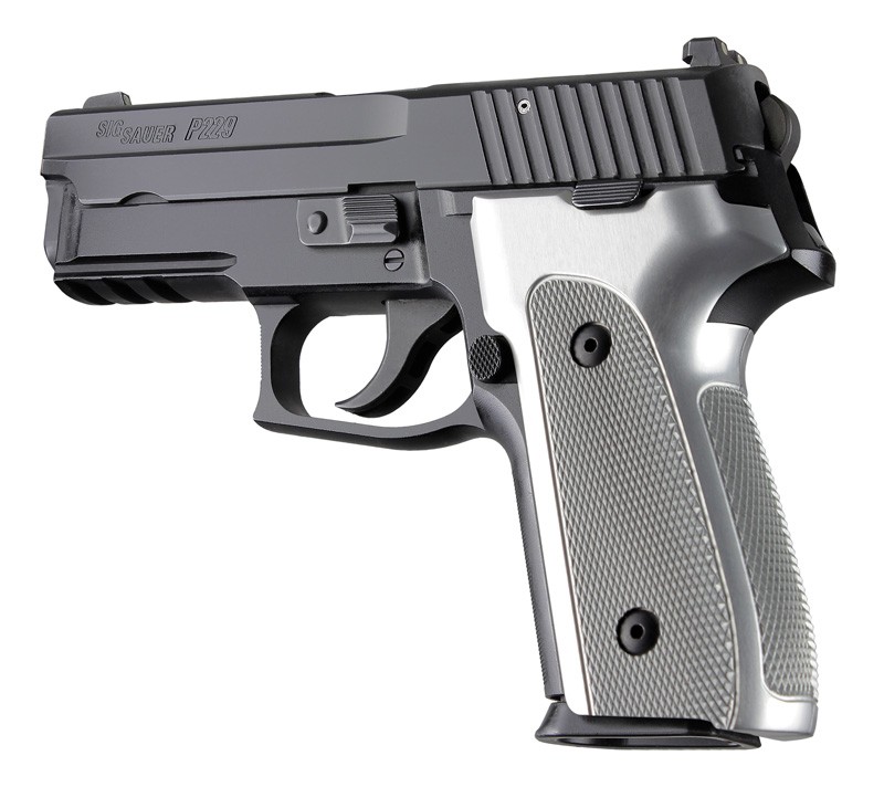 SIG Sauer P228 P229 DAK Checkered Aluminum - Brushed Gloss Clear Anodize