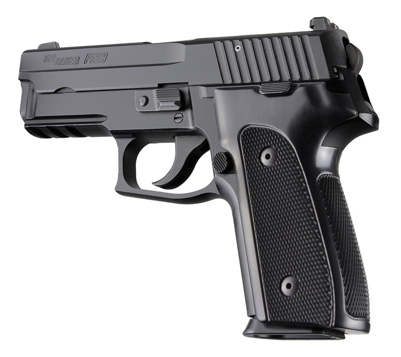 SIG Sauer P228 P229 DAK Checkered Aluminum - Brushed Gloss Black Anodize