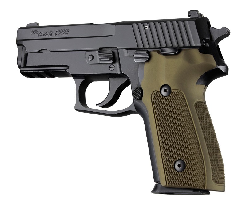 SIG Sauer P228 P229 DA/SA Checkered Aluminum - Matte Green Anodize