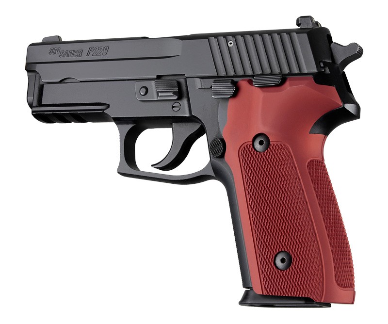 SIG Sauer P228 P229 DA/SA Checkered Aluminum - Matte Red Anodize