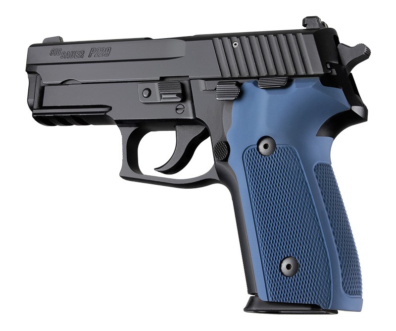 SIG Sauer P228 P229 DA/SA Checkered Aluminum - Matte Blue Anodize