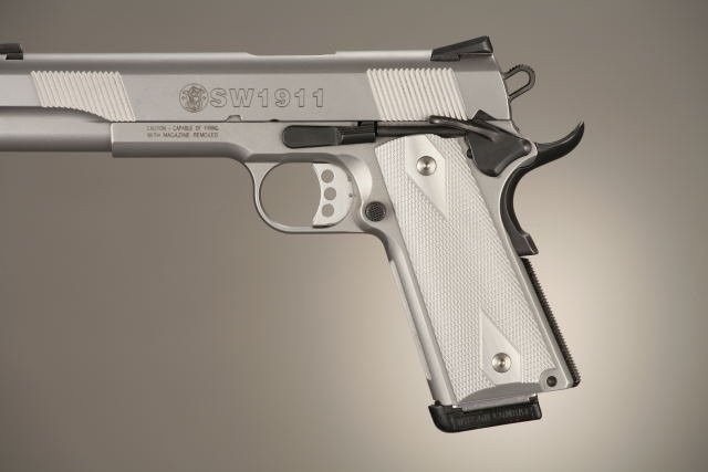 1911 Govt. Model Checkered Aluminum - Brushed Gloss Clear Anodized