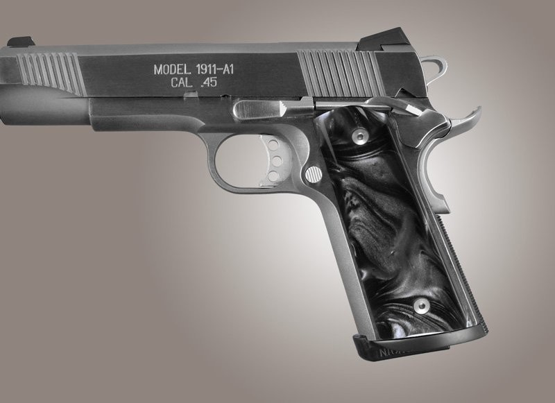 1911 Govt. Model Black Pearlized-Polymer S&A/Techwell Mag Well, Ambi-Cut