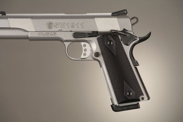 1911 Govt. Model 9/32 Thick Checkered Aluminum - Brushed Gloss Black Anodized