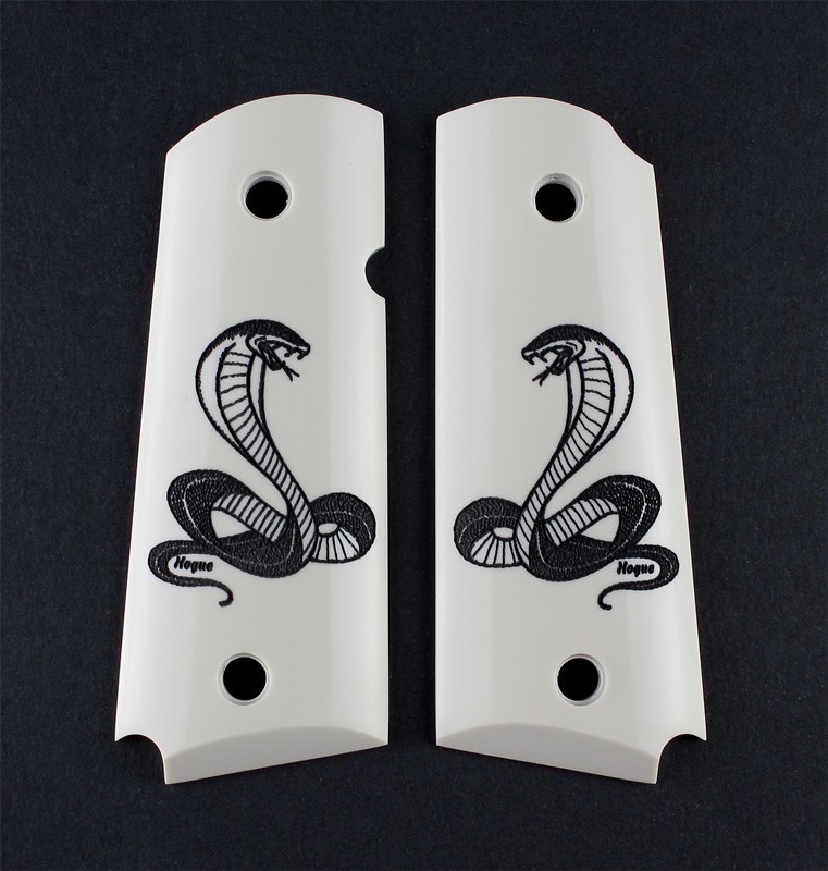 1911 Officers Model Scrimshaw Ivory Polymer - Cobra Snake