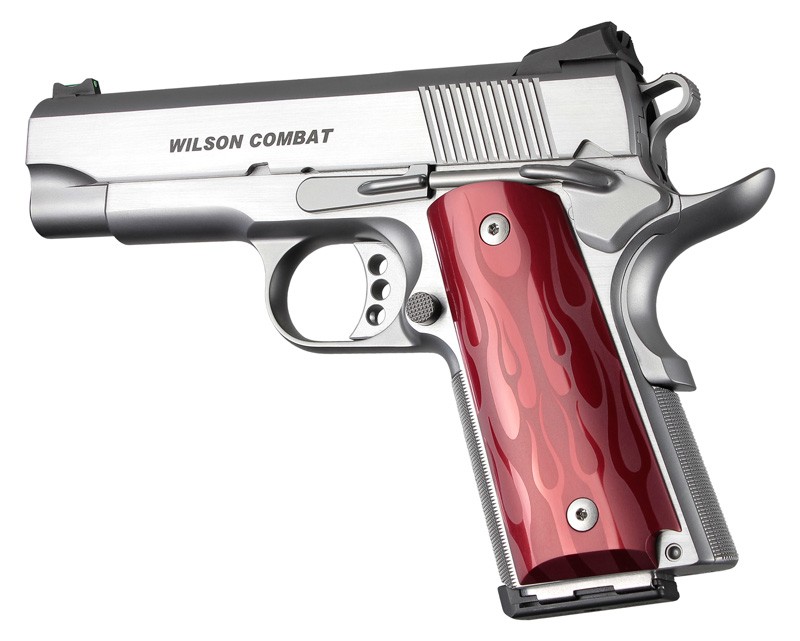 1911 Officers Model Flames Aluminum - Red Anodized