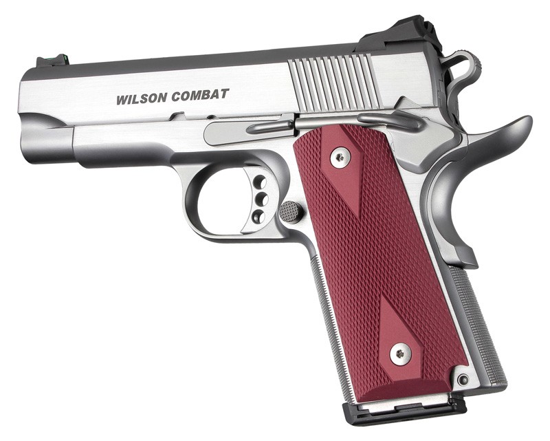 1911 Officers Model Checkered Aluminum - Matte Red Anodized