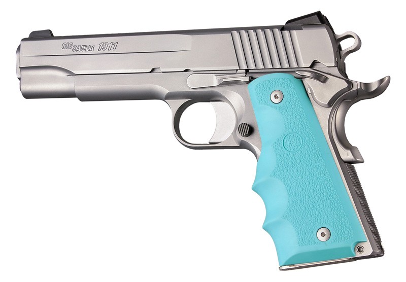 1911 Govt. Model Rubber Grip with Finger Grooves Aqua