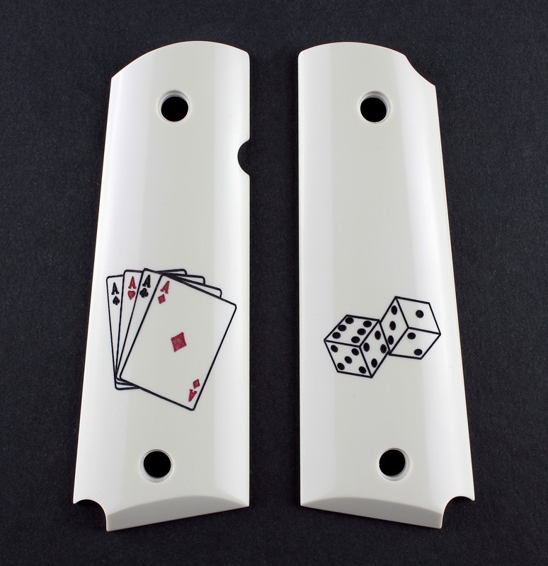 1911 Govt. Model Scrimshaw Ivory Polymer - Aces - Ambi-Cut