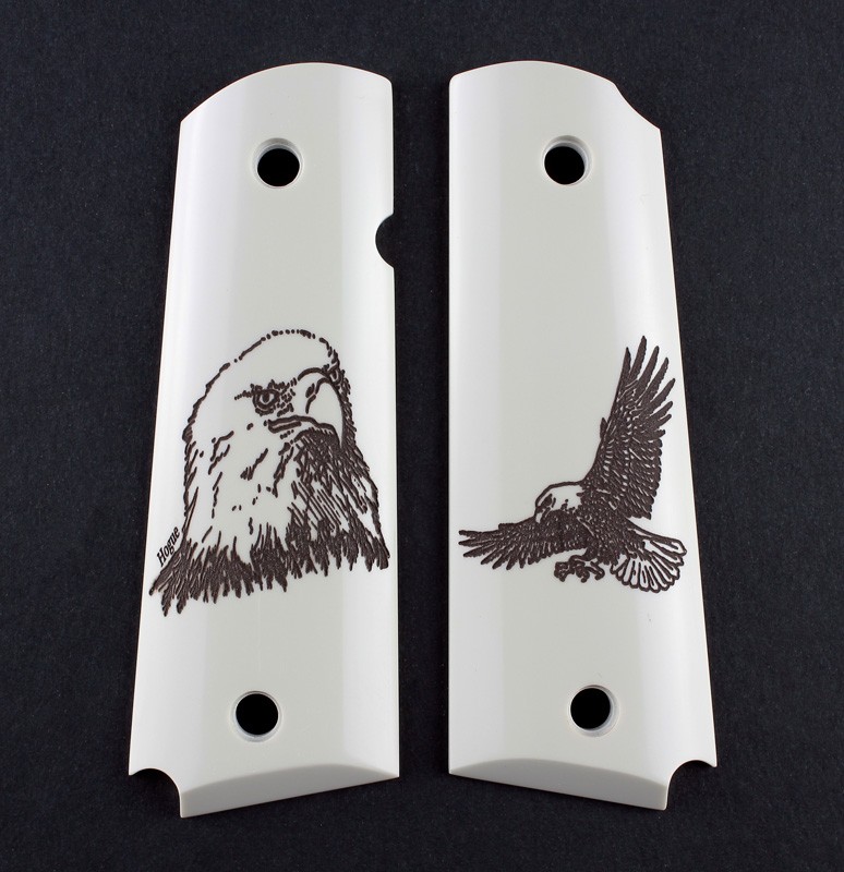 1911 Govt. Model Scrimshaw Ivory Polymer - Eagle Bust and Body - Ambi-Cut