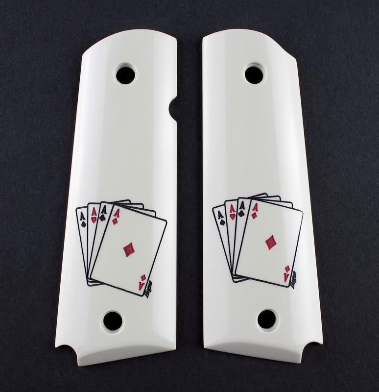 1911 Govt. Model Scrimshaw Ivory Polymer - Double Aces - Ambi-Cut