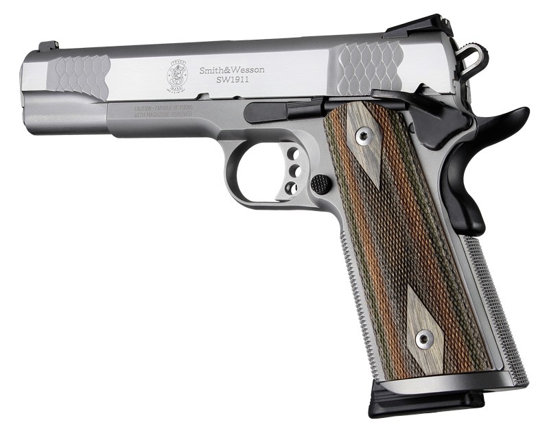 1911 Govt. Model Lamo Camo S&A/Techwell Mag Well, Ambi-Cut, Checkered Panels