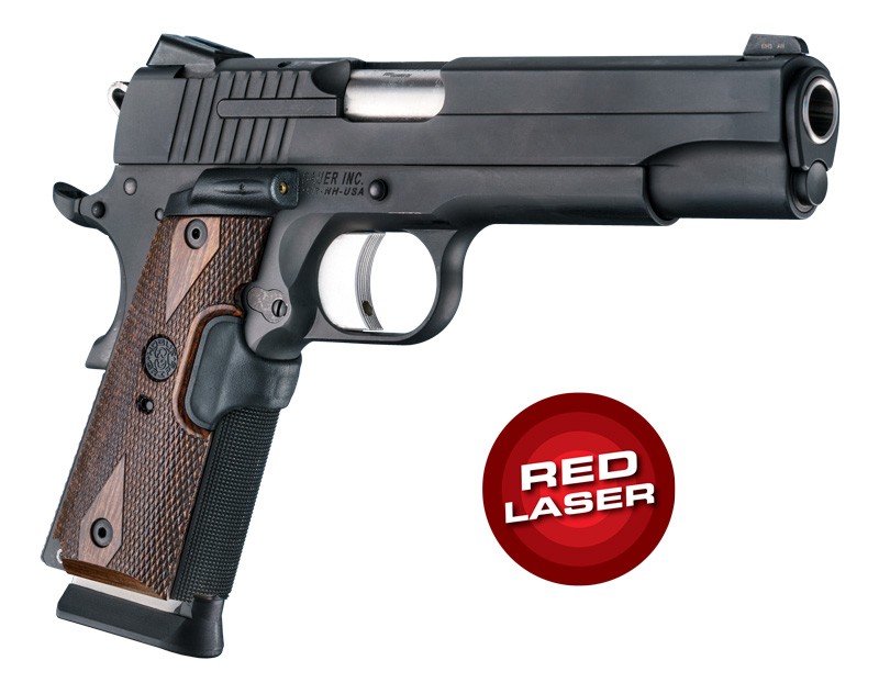 Laser Enhanced Grip Red Laser - Govt. Model 1911 Reinforced Walnut Checkered