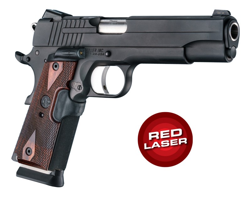 Laser Enhanced Grip Red Laser - Govt. Model 1911 Reinforced Rosewood Checkered