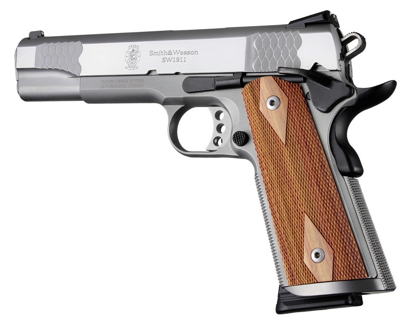 1911 Govt. Model Tulipwood S&A/Techwell Mag Well Checkered Panels