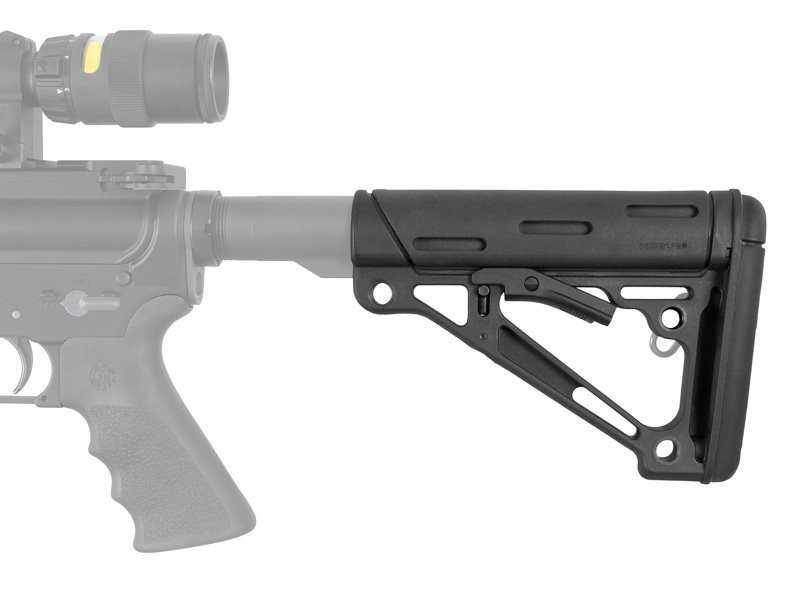 AR-15/M-16 OverMolded Collapsible Buttstock - Fits Mil-Spec Buffer Tube - Black Rubber