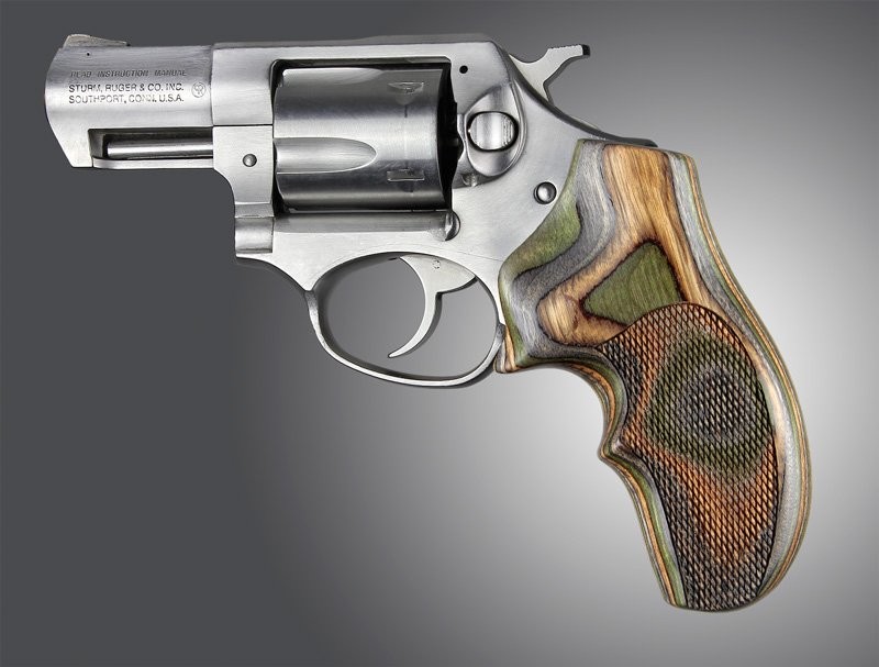 Ruger SP101 Lamo Camo Top Finger Groove Checkered