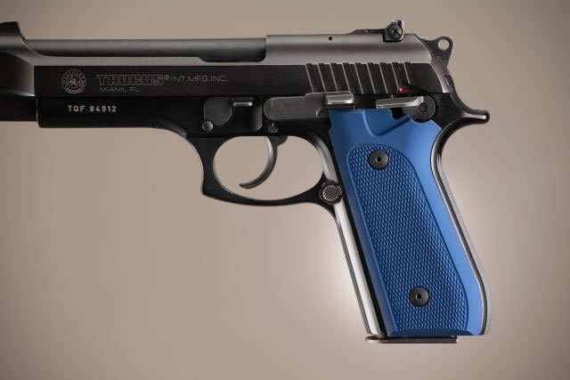 Taurus PT-99 PT-92 PT-100 PT-101 With Decocker Checkered Aluminum - Matte Blue Anodize