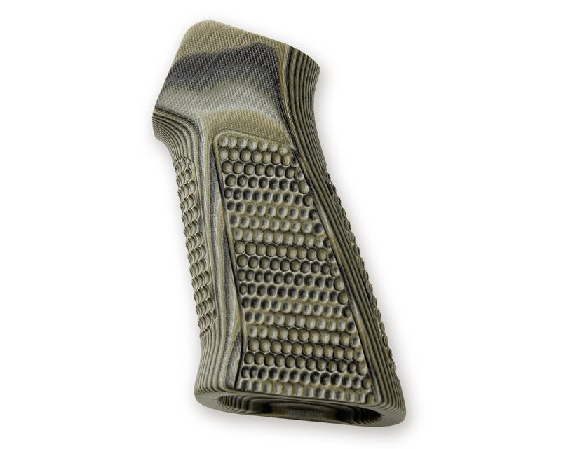 AR15 / M16 No Finger Groove Piranha Grip G10 - G-Mascus Green