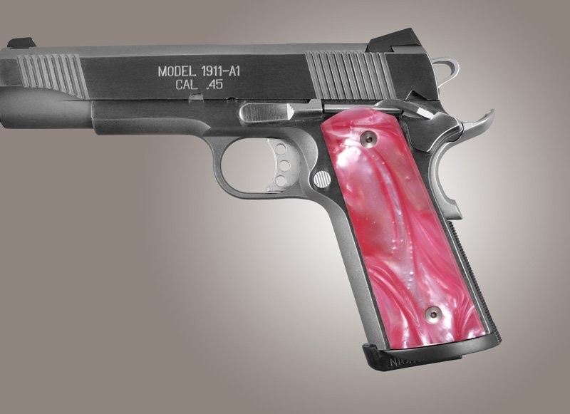 1911 Govt. Model Pink Pearlized-Polymer S&A/Techwell Mag Well, Ambi-Cut