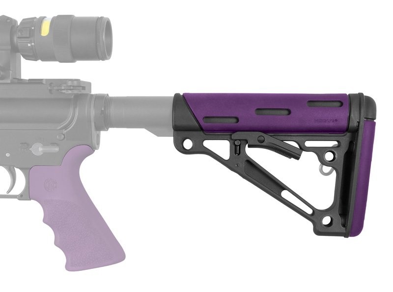 AR-15/M-16 OverMolded Collapsible Buttstock - Fits Commercial Buffer Tube - Purple Rubber