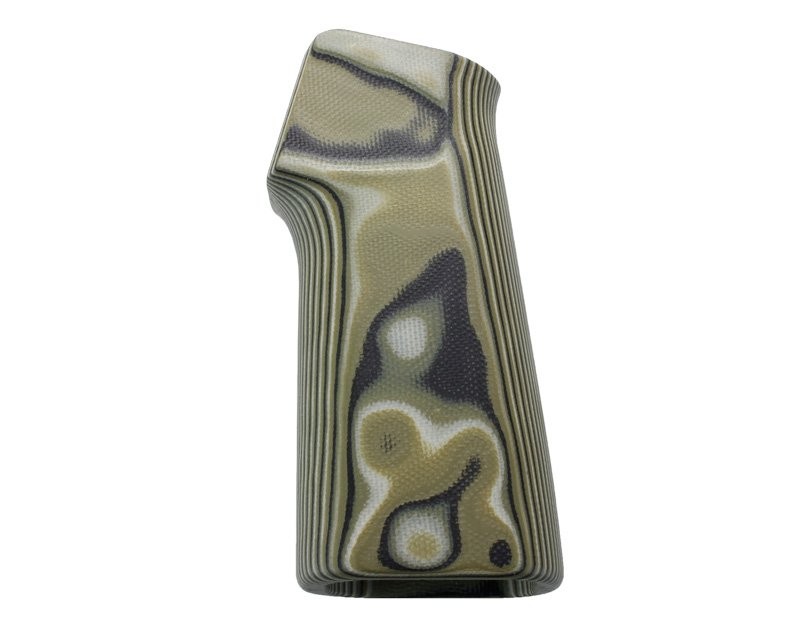 AR15 / M16 15 Degree Vertical No Finger Groove Smooth G10 - G-Mascus Green 