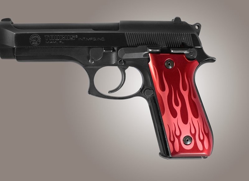 Taurus PT-99 PT-92 PT-100 PT-101 Safety Only Flames Aluminum - Red Anodize