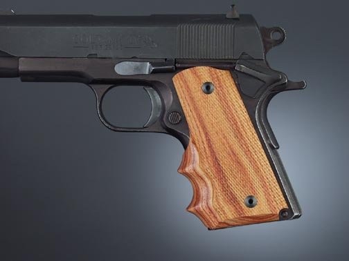 1911 Officers Model Tulipwood With Finger Grooves Checkered